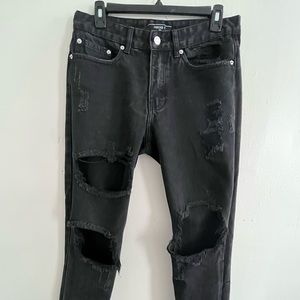 Black Distressed Denim Jeans